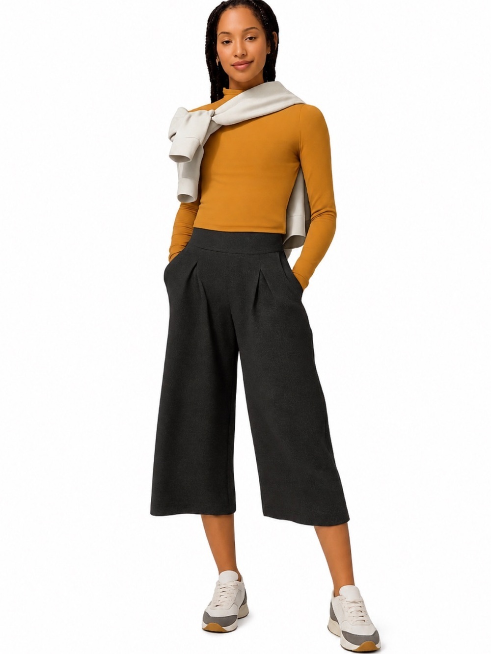 Lululemon Can You Feel the Pleat Crop Wide Leg Pants Black Size 4 Like New!